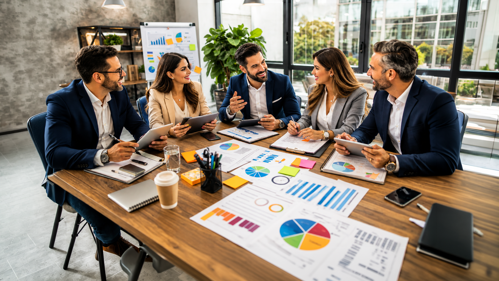Equipo comercial analizando estrategia de ventas